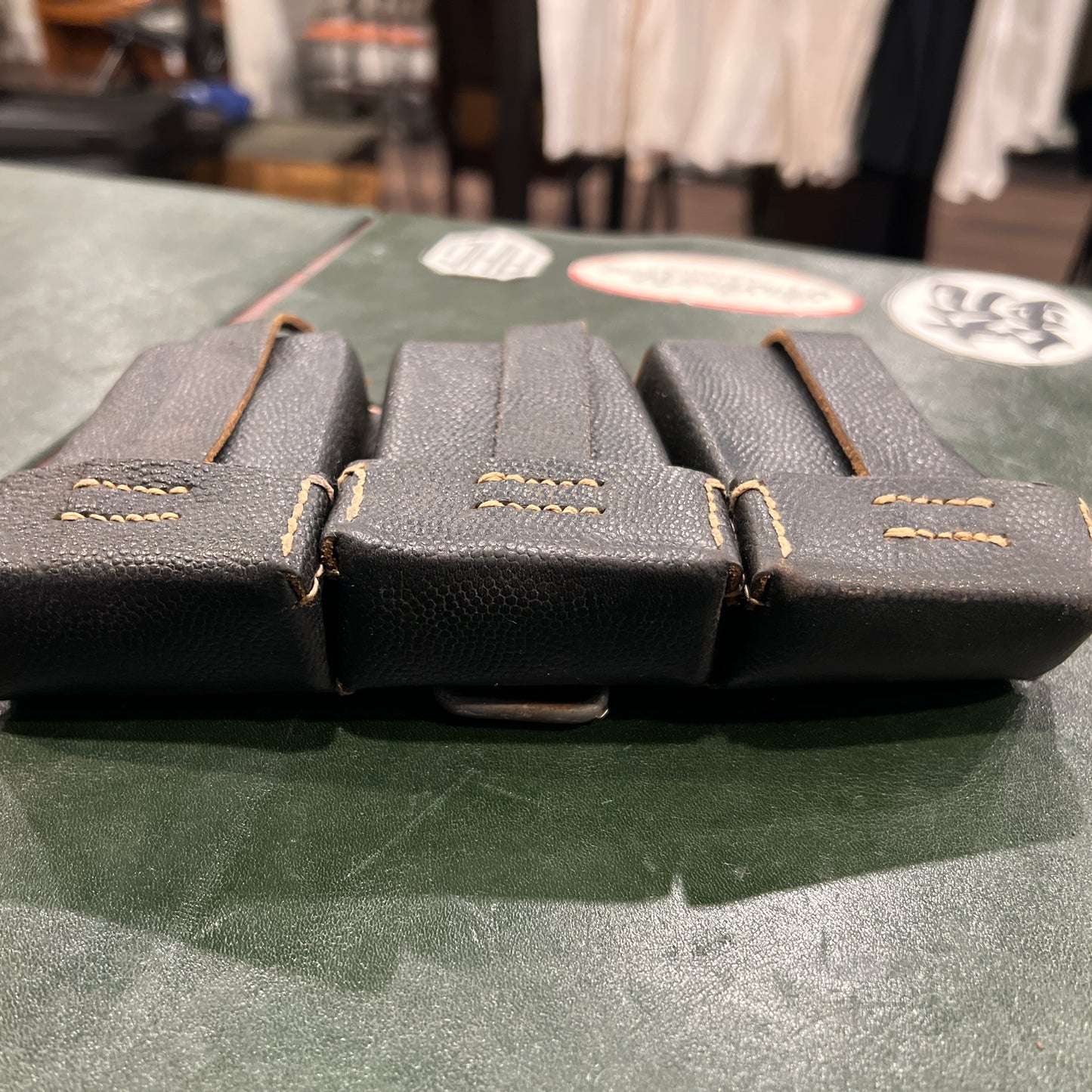 West German Bundeswehr/BGS Triple-Cell Leather Pouch (RB-Nr Marked, 1950s–1960s)