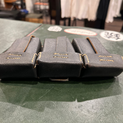 West German Bundeswehr/BGS Triple-Cell Leather Pouch (RB-Nr Marked, 1950s–1960s)