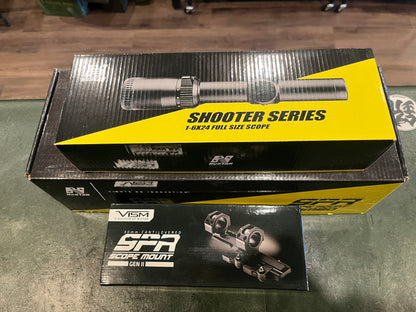 NCSTAR Shooter Series 1-6x24 LPVO Scope Package – Illuminated Reticle – Includes 30mm Cantilever Mount