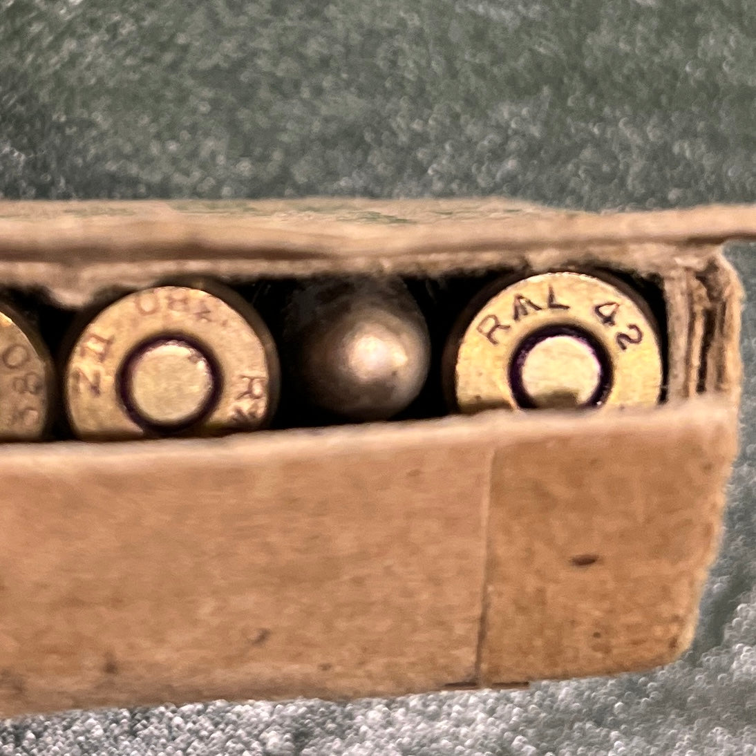 WWII Sealed I.S.A.A. .380 Mk IIz Revolver Ammunition Box (12 Rounds, Includes 1942 RΛL Cases)
