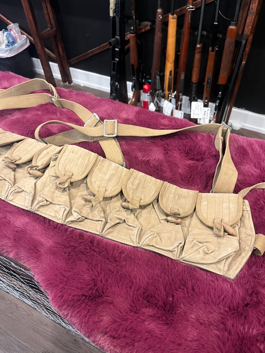 Chinese Military SKS Chest Rig – Canvas 10-Cell Bandolier with Straps