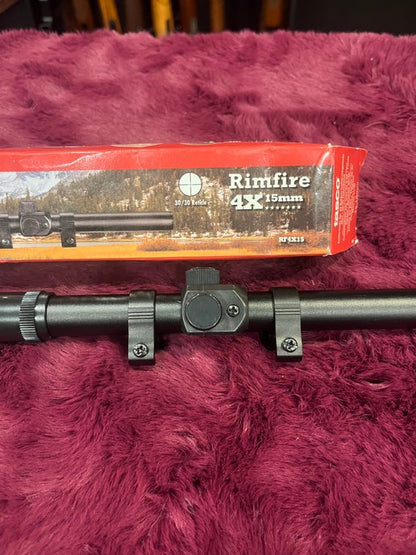 Lunette de visée Tasco Rimfire 4x15 mm avec réticule 30/30 – Boîte d'origine