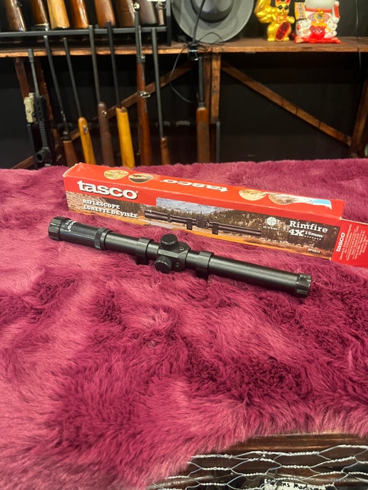 Tasco Rimfire 4x15mm 步枪瞄准镜，带 30/30 分划板 - 原装盒